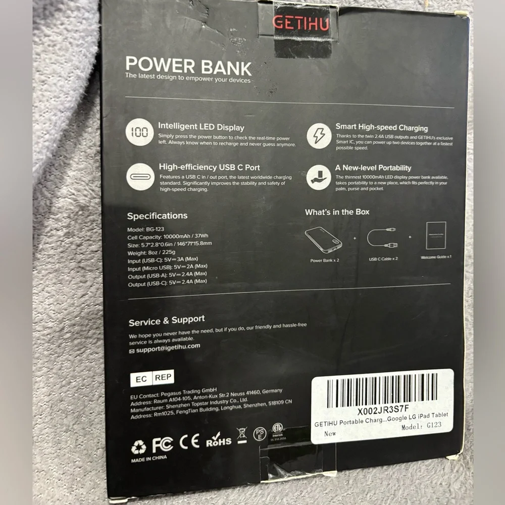 Getihu power bank. Model :‎ BG-123. 2 pack.
